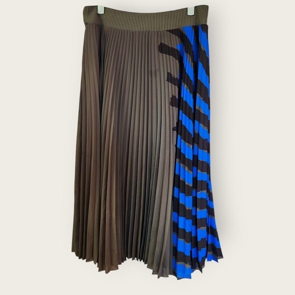 Proenza Schouler STRIPE CONTRAST PLEATED SKIRT FATIGUE Sz 10 - Picture 2 of 9
